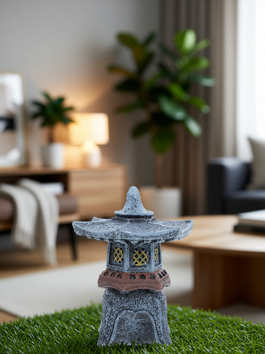 Bonsai Garden Landscape Design - รูปปั้นเรซินโคมไฟทรงเจดีย์ ดีไซน์ย้อนยุค สำหรับตกแต่งสวน ทั้งภายนอกและภายใน สไตล์ญี่ปุ่น ภูมิทัศน์เอเชียขนาดเล็ก